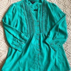 Banana Republic teal blouse size petite medium